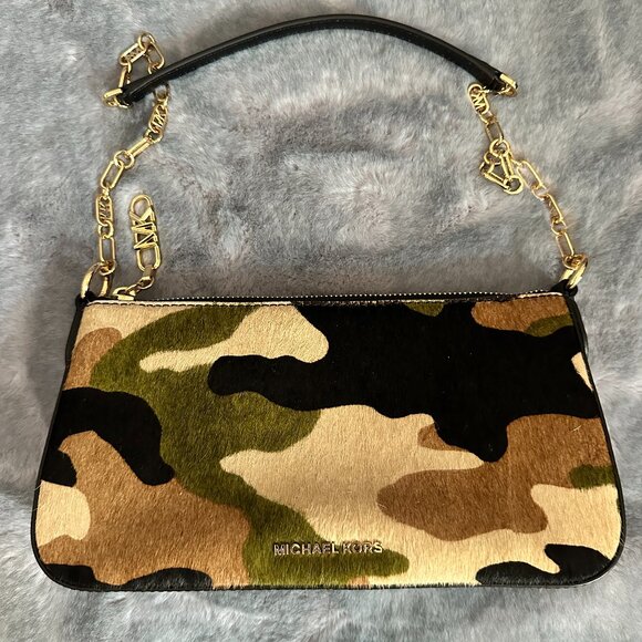 Michael Kors Handbags - Michael Michael Kors Empire Medium Camouflage Calf Hair Chain-Link Pochette